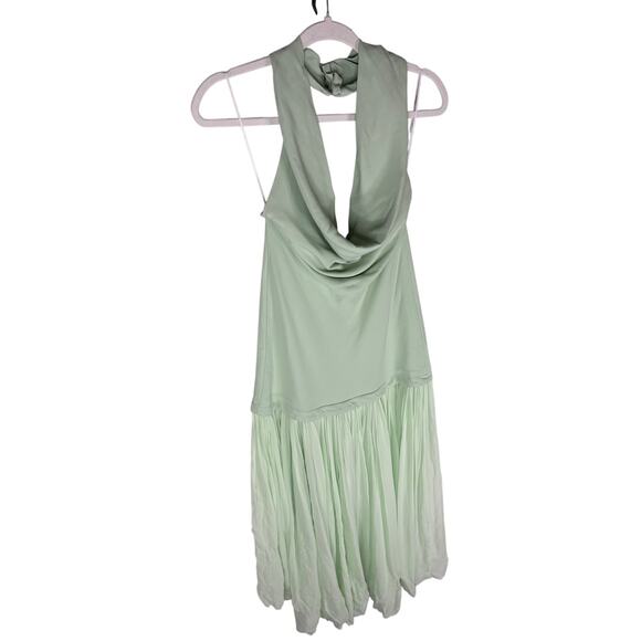 Helsa The Gallery Dress Halter Neck Formal Wedding Guest Elegant *FLAW* Mint S - Picture 2 of 13